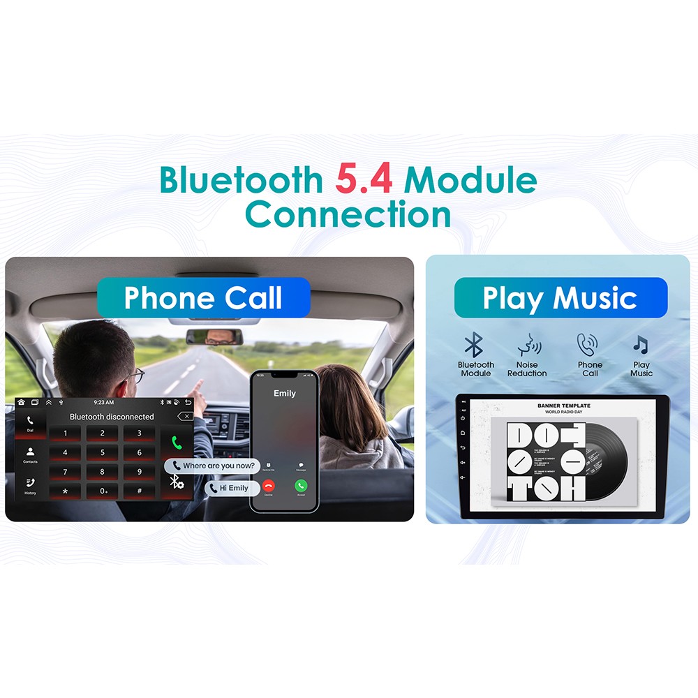 Wireless CarPlay Android Auto GPS Double Din Car Radio HD Touchscreen 2+32G 9″