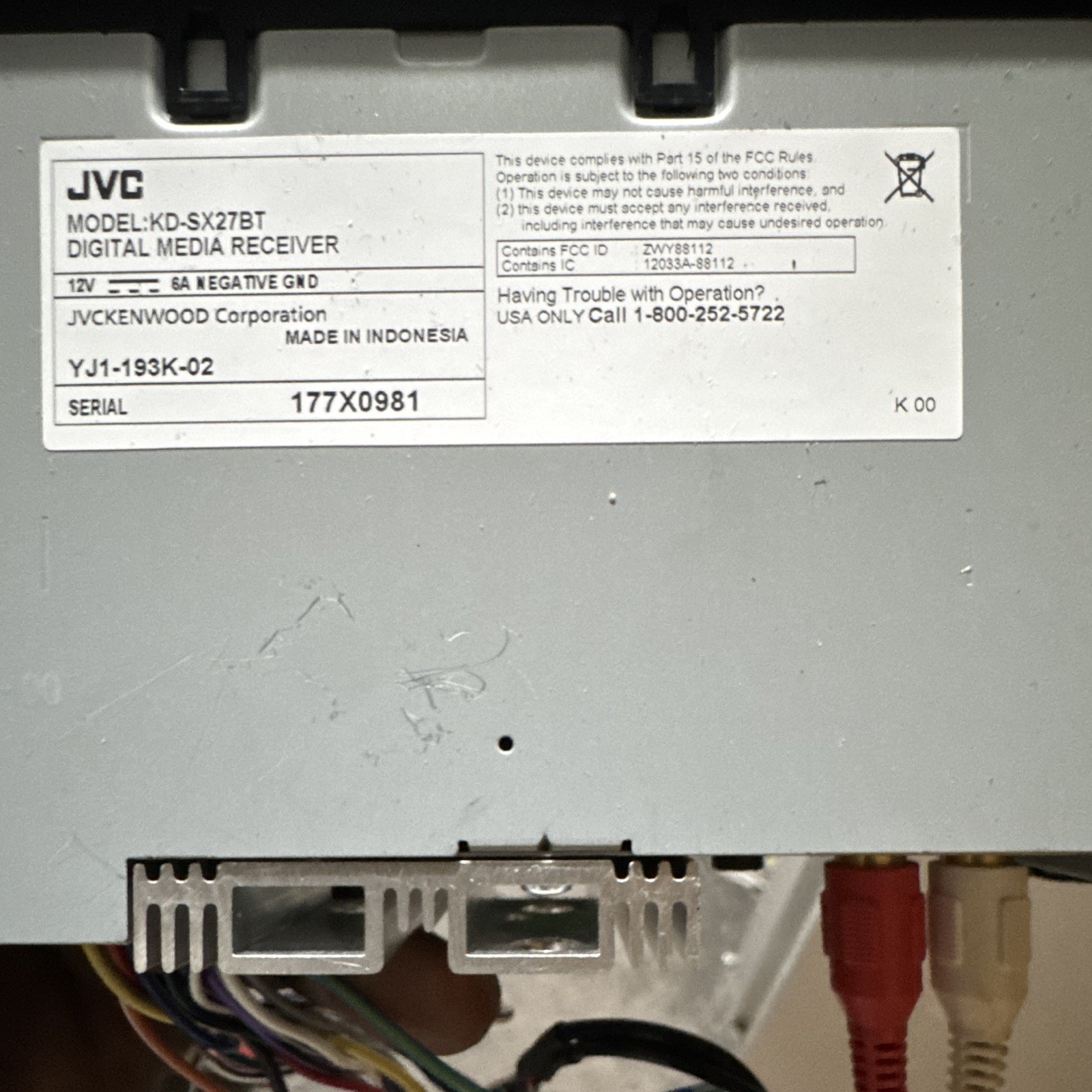JVC KD-SX27BT Car Stereo with Bluetooth, 100W Digital Media Receiver