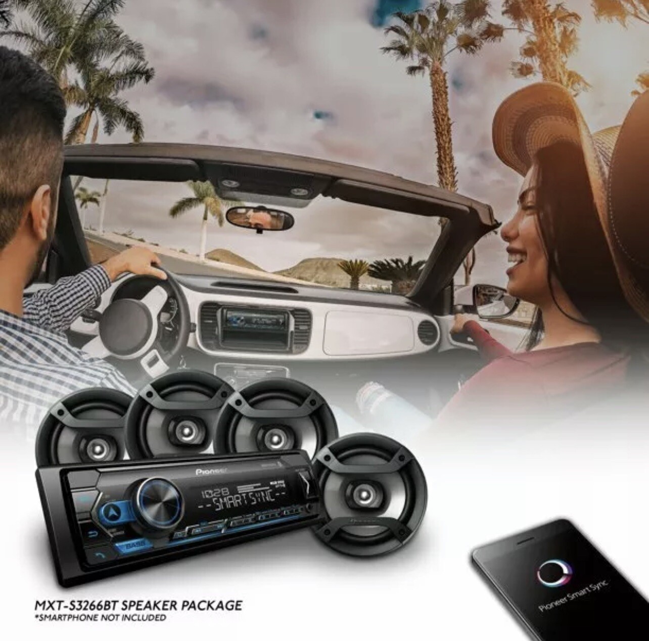 Pioneer 1-DIN Bluetooth Digital Media Receiver and 2 SETS 6.5″ Coaxial Speakers