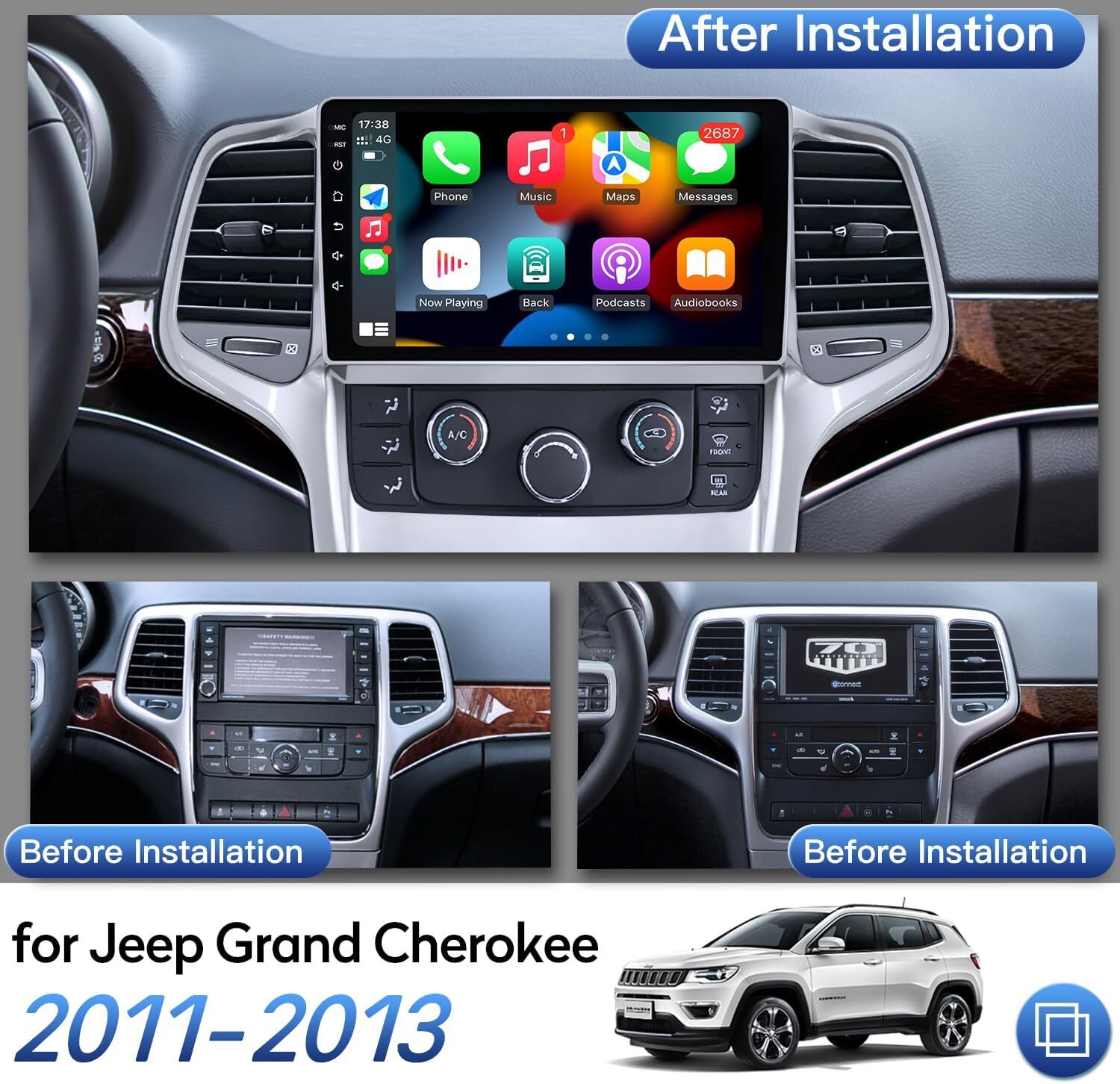 9” Car Stereo Radio For 2011-2013 Jeep Grand Cherokee Carplay Android 13 GPS