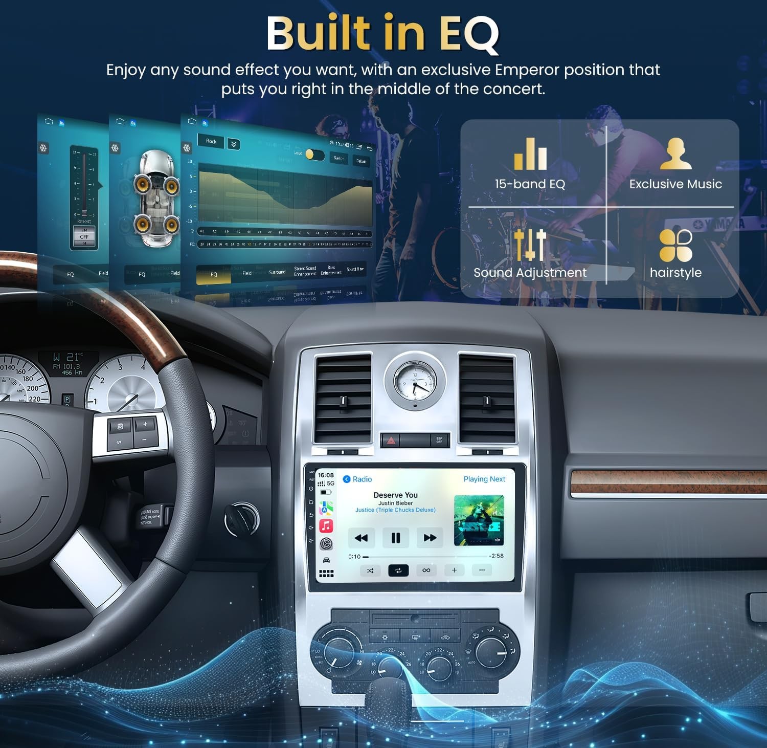 Car Radio Stereo 9″ 1280*800 HD 5G WIFI Carplay GPS for Chrysler 300C 2005-2010
