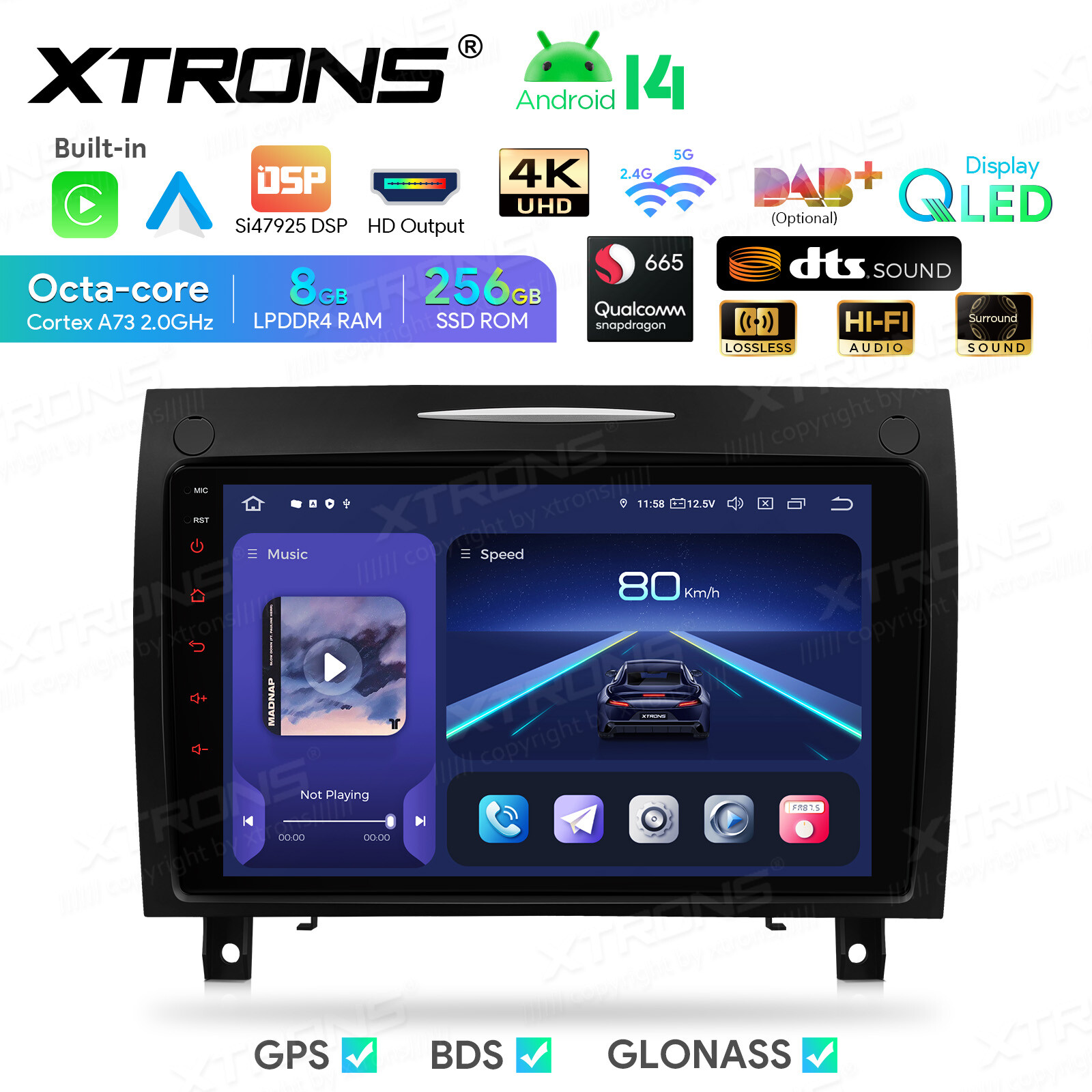 Octa Core Android 13 8+256G Car Stereo Radio GPS For Benz SLK-R171 SLK300 SLK280