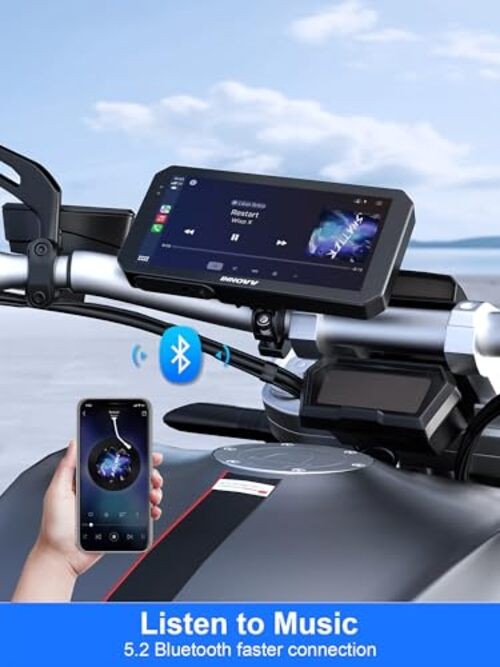 6″ Anti-Glare Sunlight Visible Motorcycle CarPlay Screen, Wireless CarPlay N2