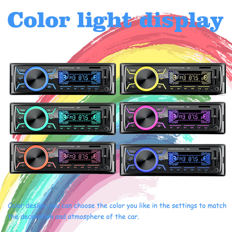 Single 1 Din Car Radio FM Stereo MP3 Player Bluetooth Head Unit In-Dash 2USB/AUX