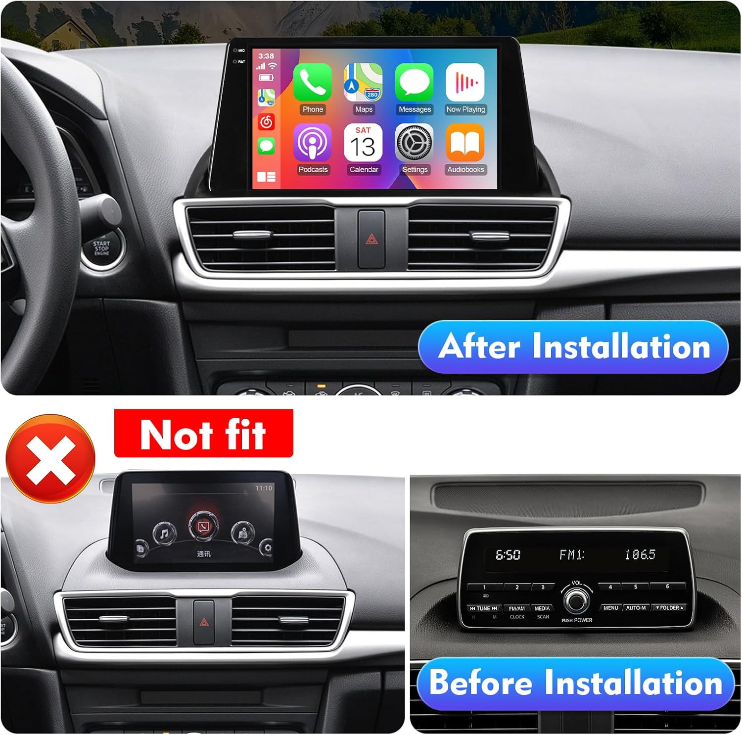 For Mazda 3 2014-2018 Apple Carplay Car Stereo Radio Android 13 GPS WIFI 2G+32G