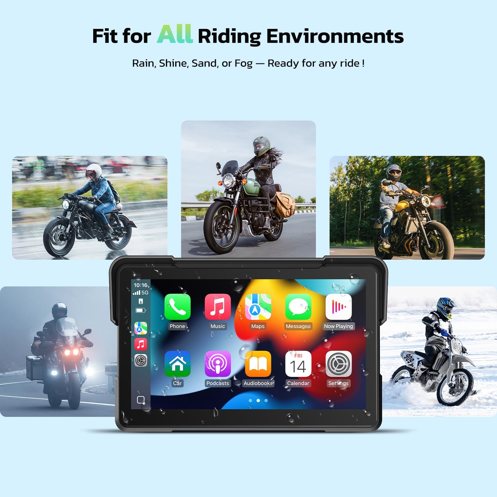 LAMTTO 7-Inch Wireless Motorcycle Carplay GPS Navigation System with Apple Ca…