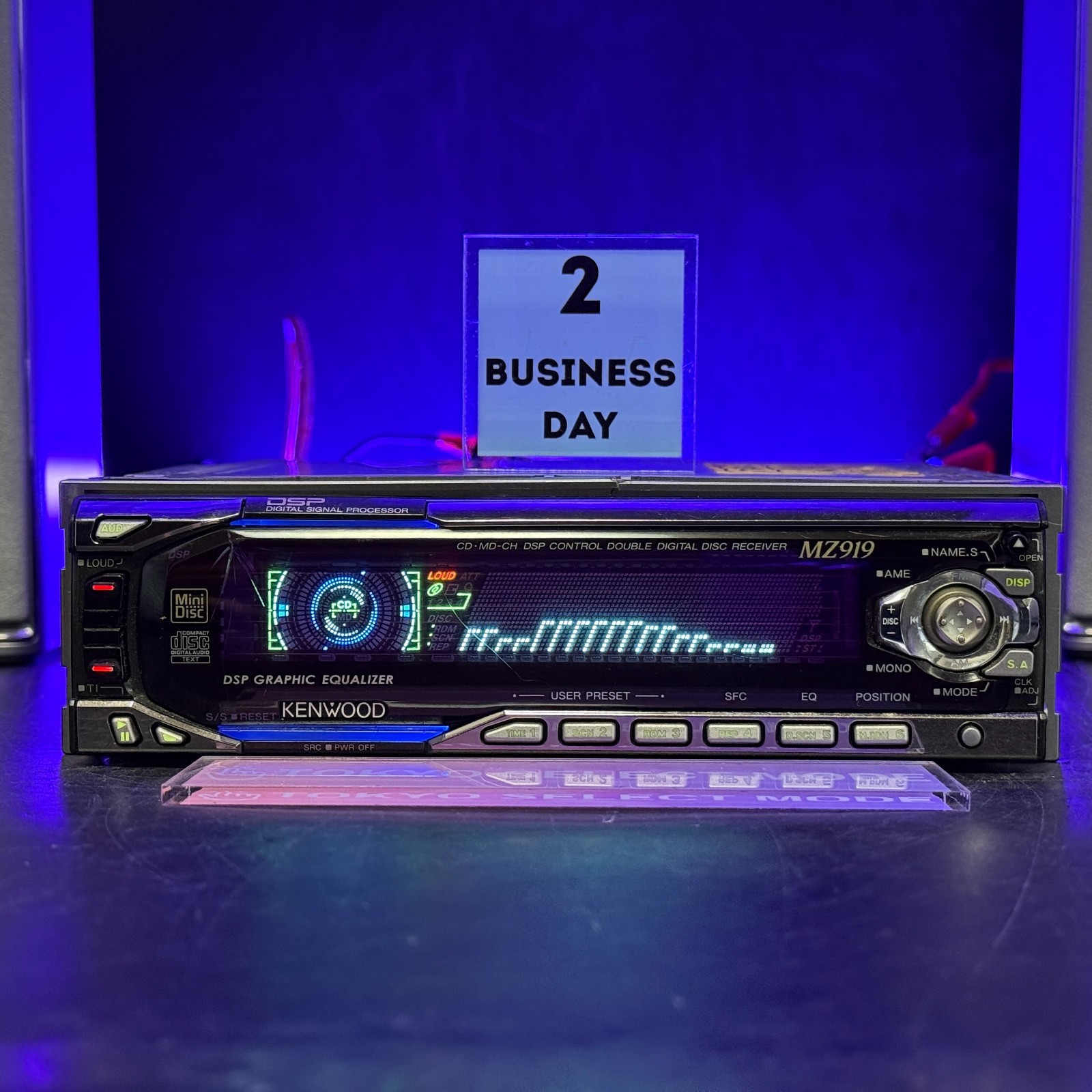 KENWOOD MZ919 1DIN Car Audio CD MD Player JDM Dolphin Display Tested In Stock