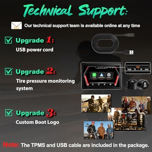 2026 GPS Carplay 5 inch for Motorcycle with TPMS, Wireless CarPlay & Android