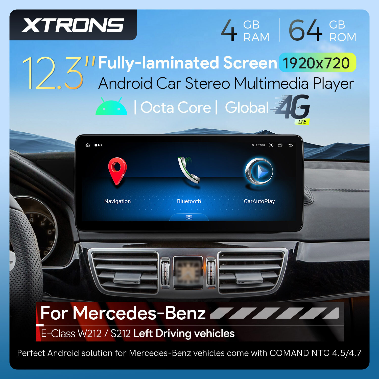 12.3″ DSP Android 14 Car GPS Retrofit CarPlay For Benz E-Class W212 S212 NGT4.5