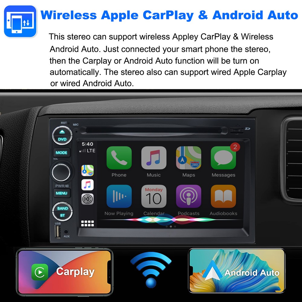 For Ford F250 F350 2006-2014 Apple CarPlay GPS Car Stereo Radio CD DVD Player