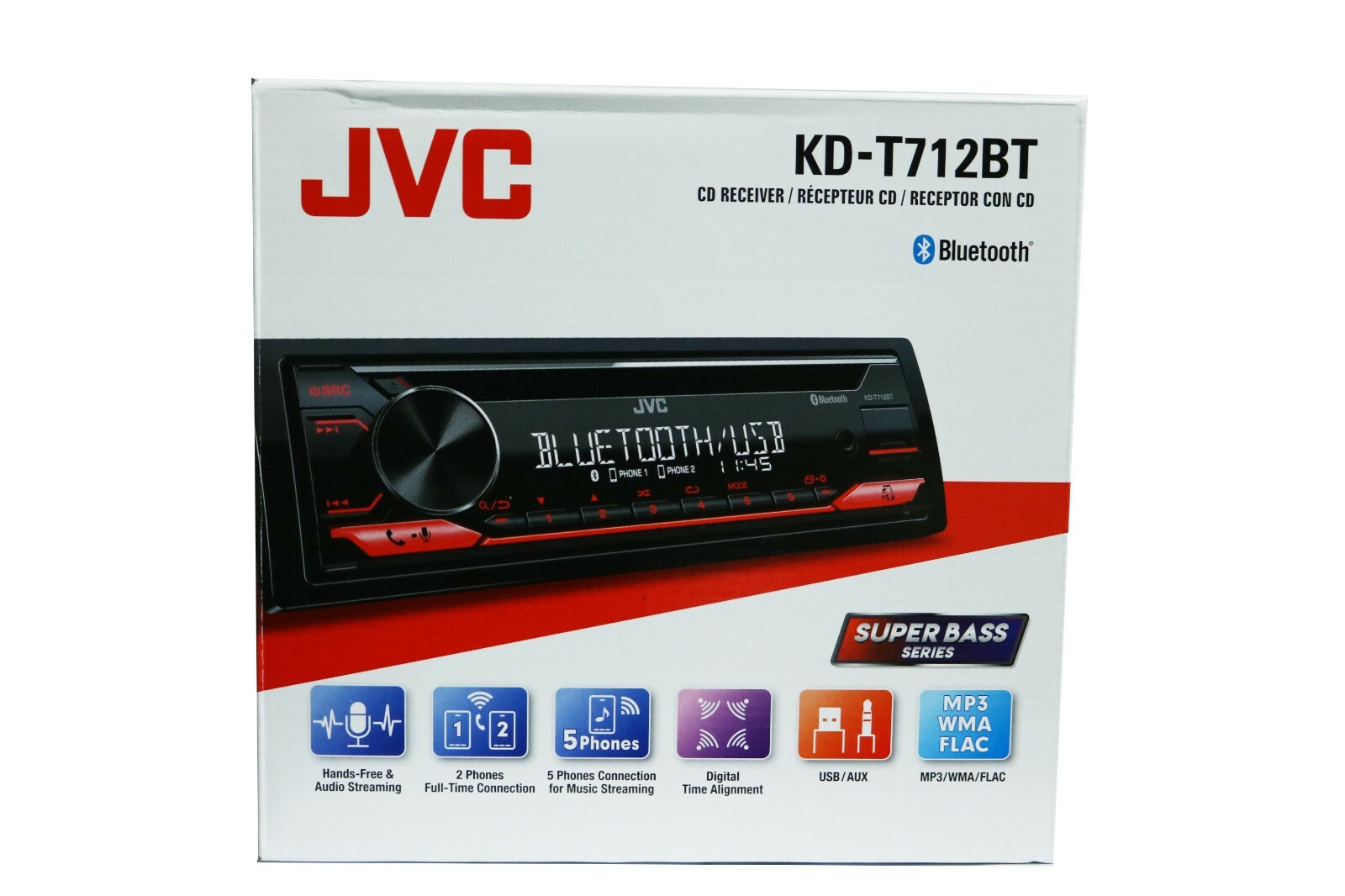 JVC KD-T712BT CD Receiver with Bluetooth / USB / Spotify / FLAC / 13-Band EQ