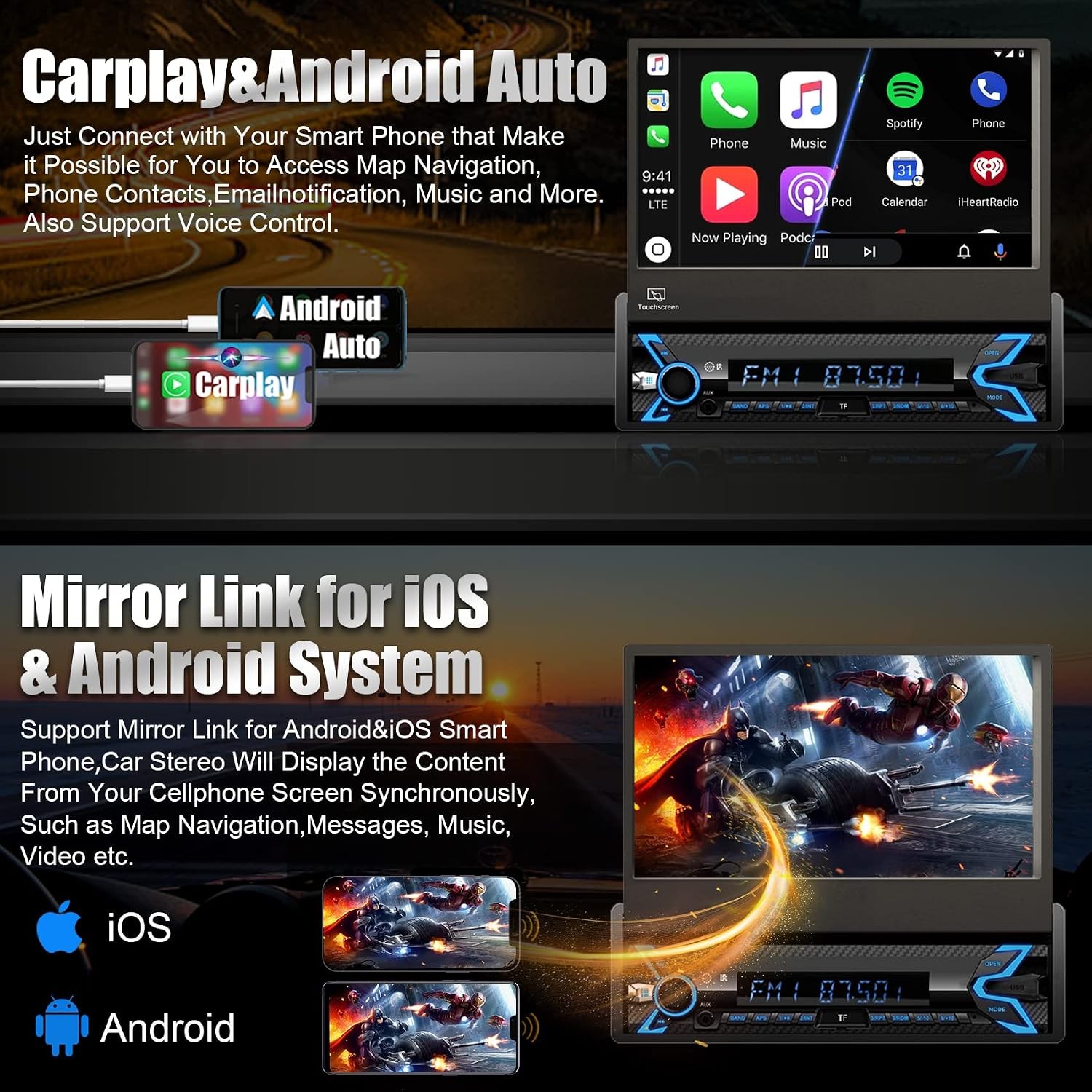 (Upgrade) Double Din Car Stereo Compatible with Apple Carplay & Android Auto,…
