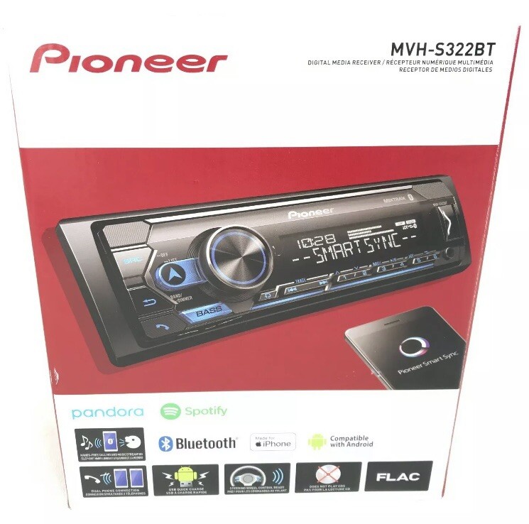 PIONEER MVH-S322BT Digital Media Receiver AUX USB EQ Bluetooth iPhone Android