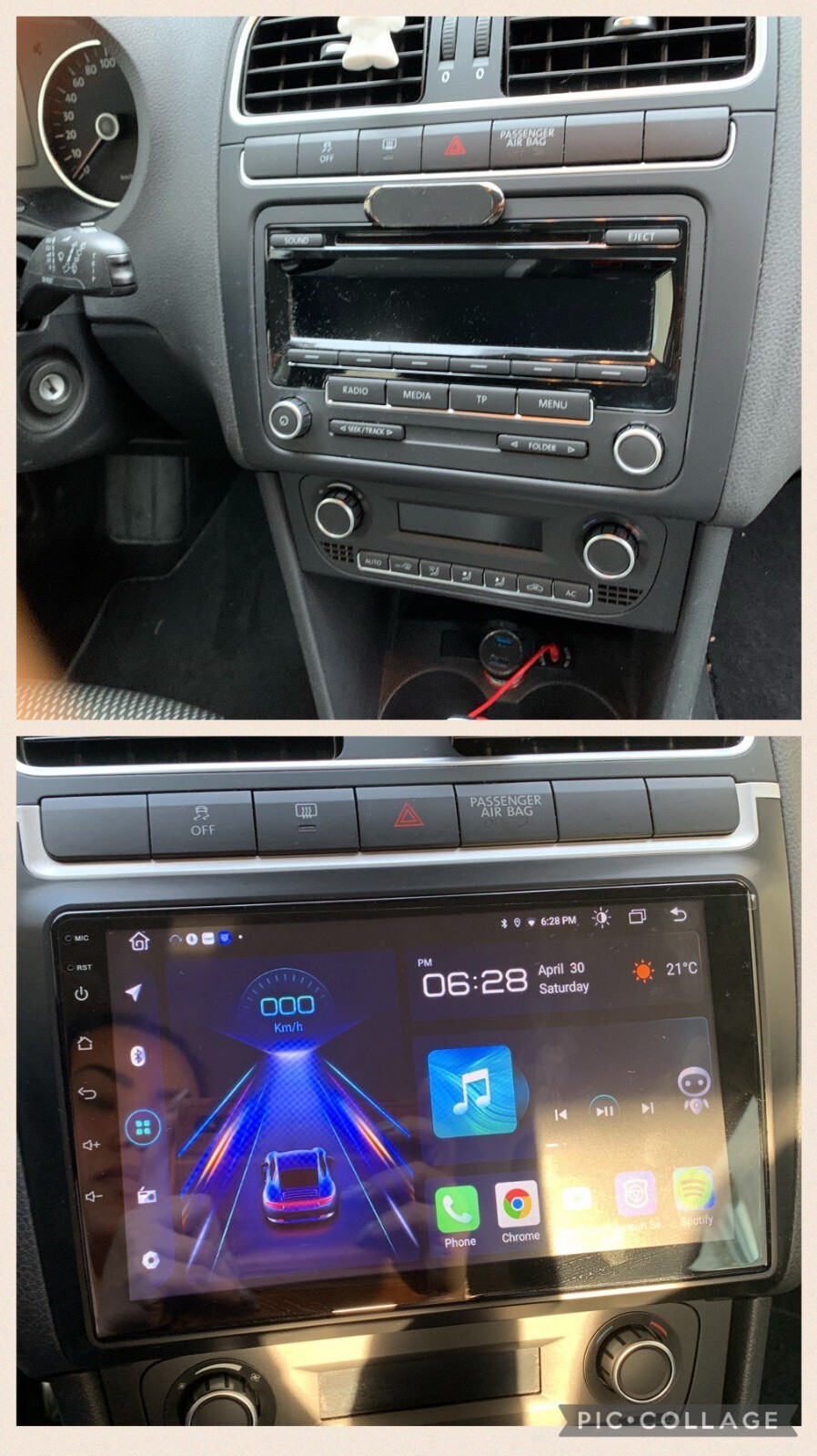 2 DIN Android Car Radio For Volkswagen Polo 9in GPS Wi-Fi Bluetooth CarPlay