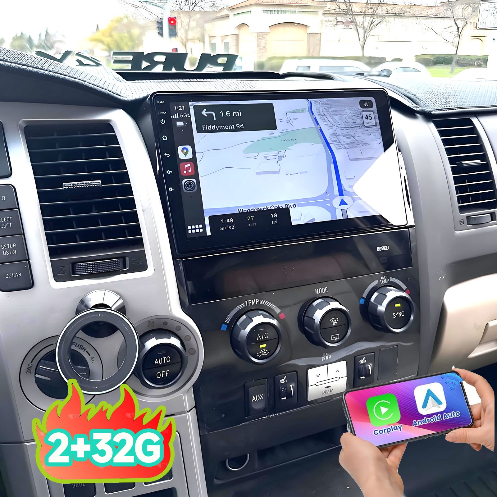For Toyota Tundra 2007-2013 Sequoia 2008-2019 Android 12 Car BT Stereo GPS Radio