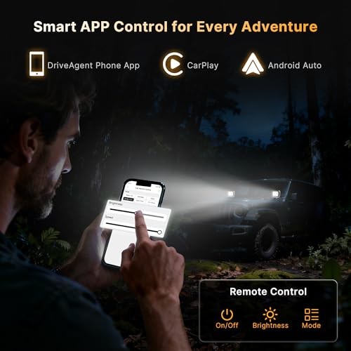 LED Pod Lights 18W Flood Beam, Smart App Controlled Off Road Driving 4 Inch