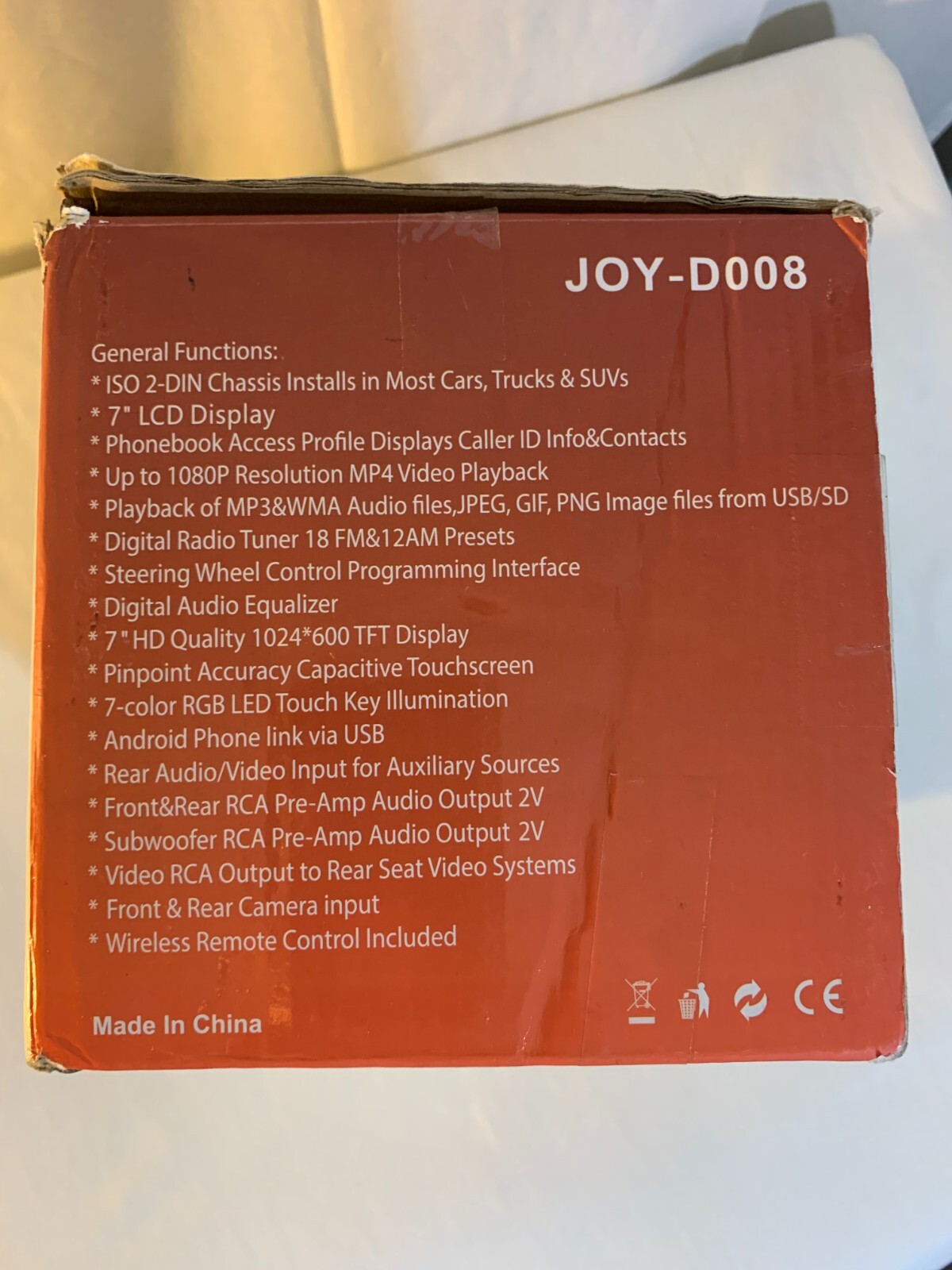 JOY-D008 7″ Double Din Car Stereo w/ Camera & Remote Android Auto Apple Carplay