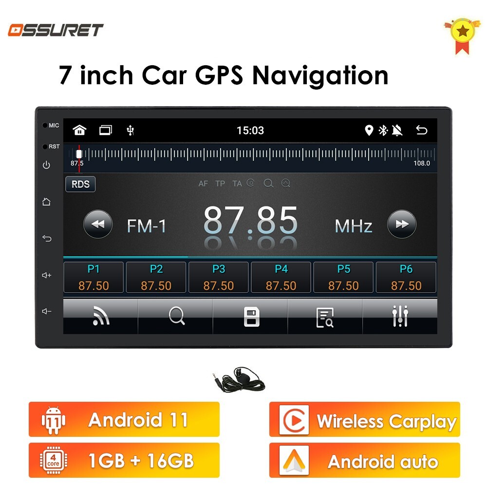 7″ Double 2Din Car Stereo CarPlay FM Radio WiFi GPS Navigation Head Unit +Camera