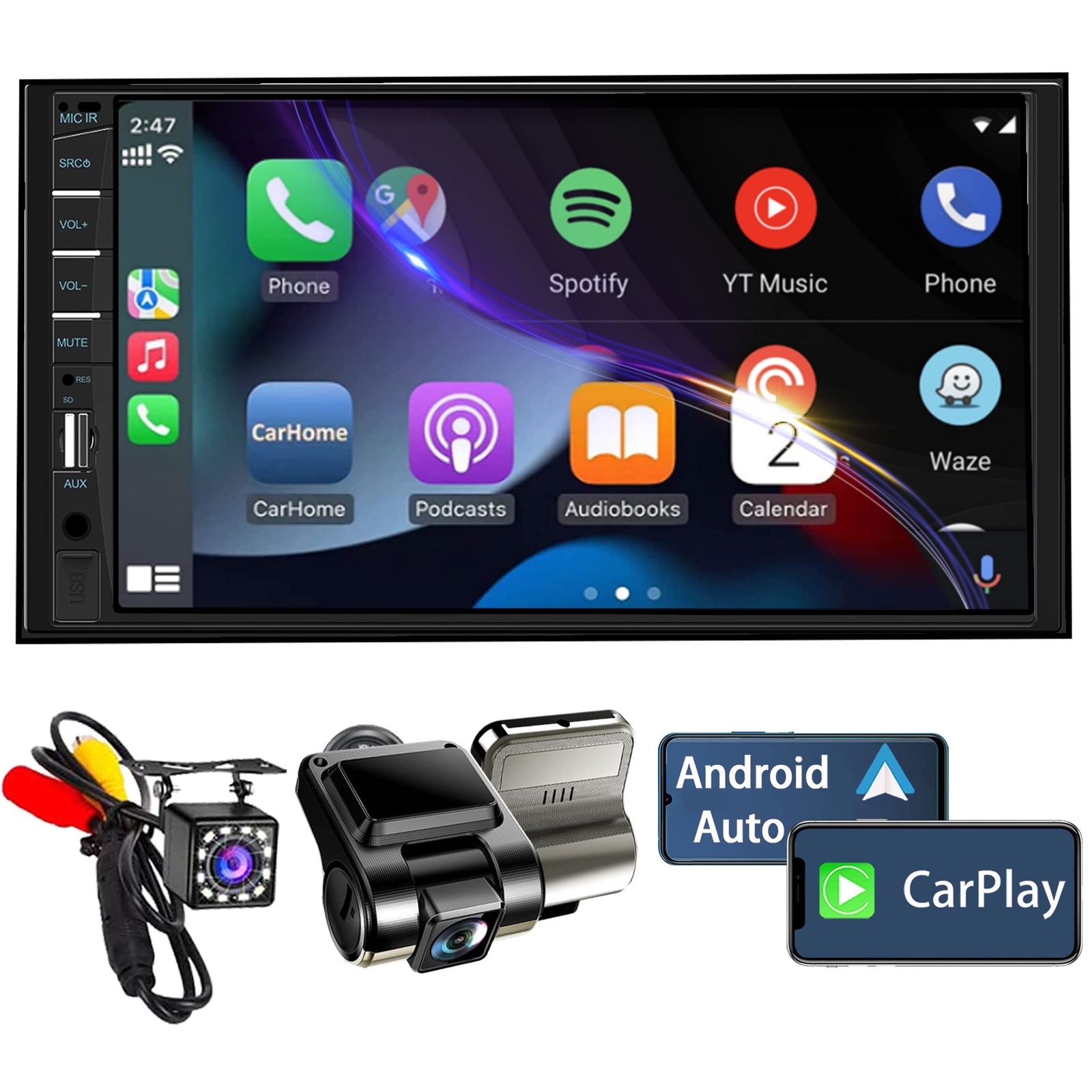 Naifay Double Din Car Stereo with Dash Cam | 7INCH Touchscreen Car Radio Rece…