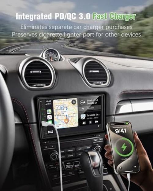 【】 Radio for Truck,Double Din Car Stereo with Wireless Carplay&Android Auto,7