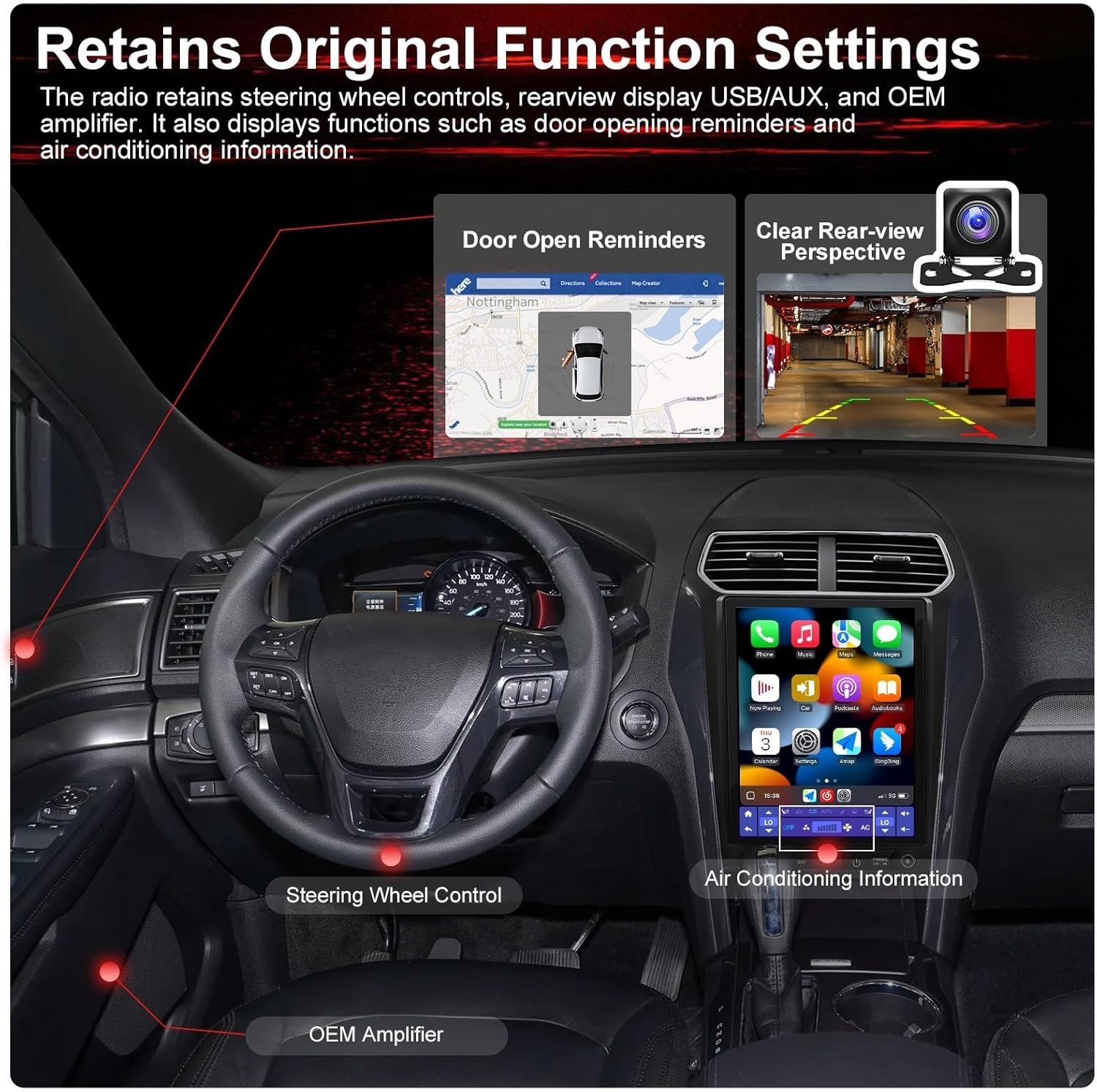 4+ 64 GB 12.1″ Car Radio Stereo Upgrade for 11-19 Ford Explorer, 8 Core