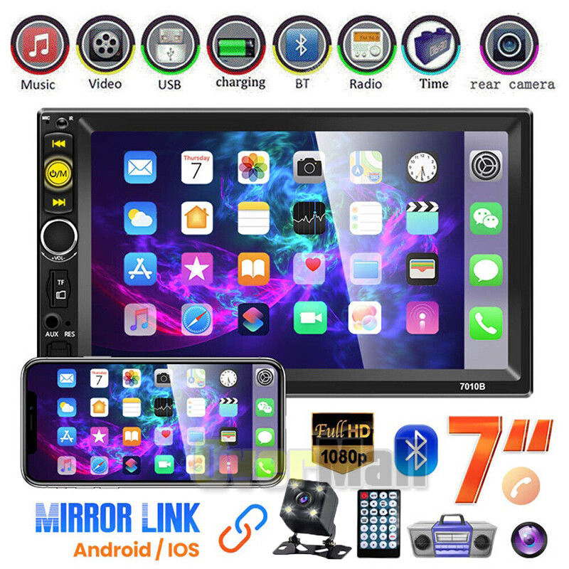 Backup Camera+Double Din Car Stereo Radio mp3 Player Bluetooth with Mirrorlink