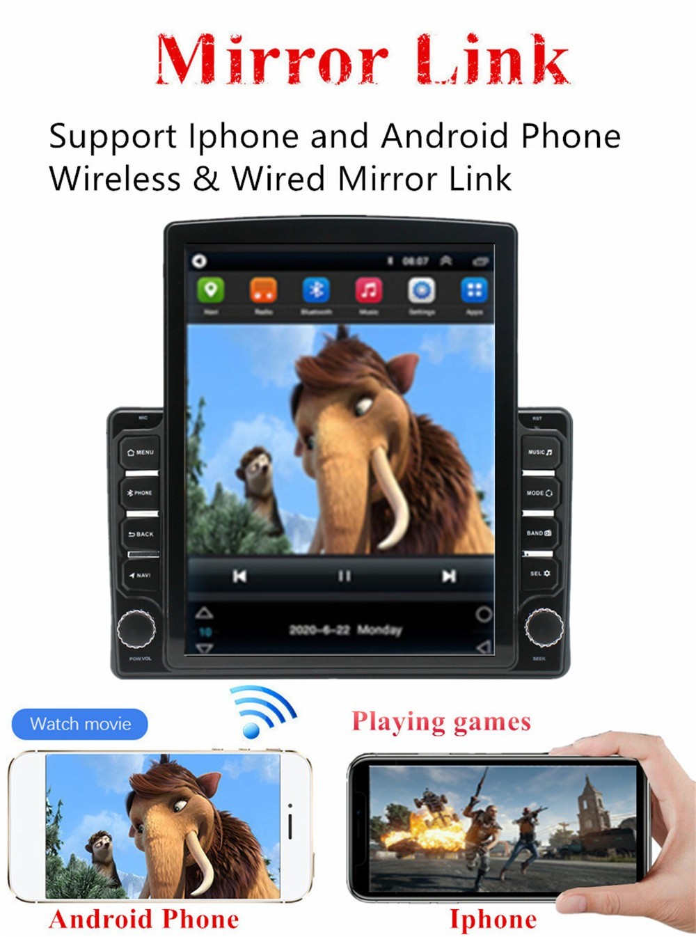 Car MP5 Player FM Radio Android 14 Mirror Link For Lincoln MKX Mark LT 2007-2008
