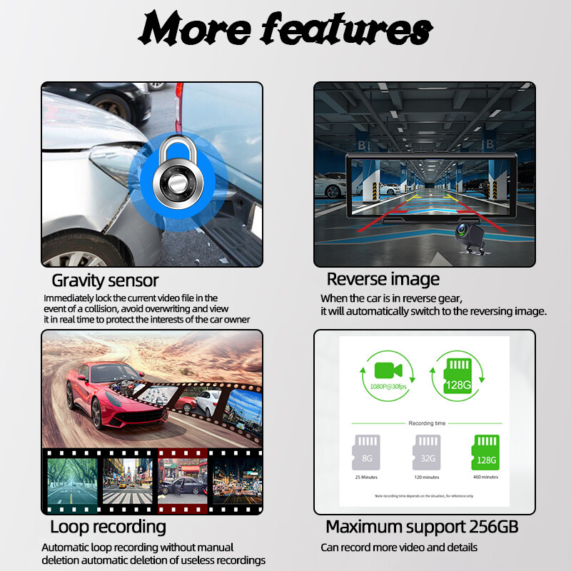 10 Inch Carplay Android Auto Bluetooth AUX Touch Screen Mirror Link Camera FM