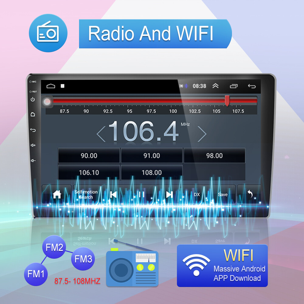 2Din Android 10.1″ Car Radio Apple/Andriod Car Play Touch Screen GPS WiFi Player