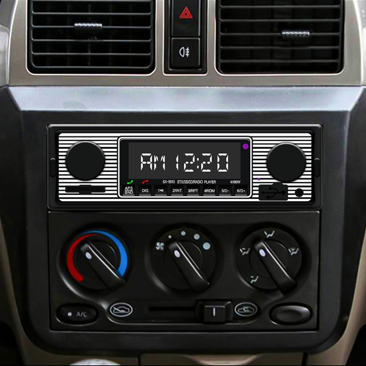 Bluetooth Vintage Car FM Radio MP3 Player USB Classic Stereo Audio Receiver AUX