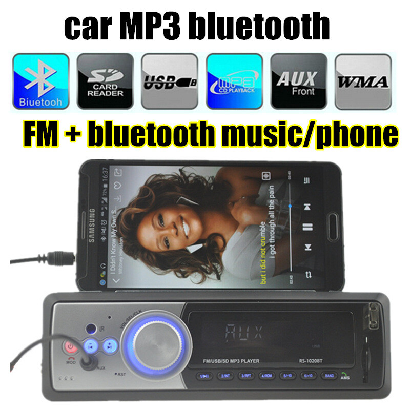 1 DIN Bluetooth ＋Microphone FM Receiver Car Audio Stereo USB SD MMC Card Reader