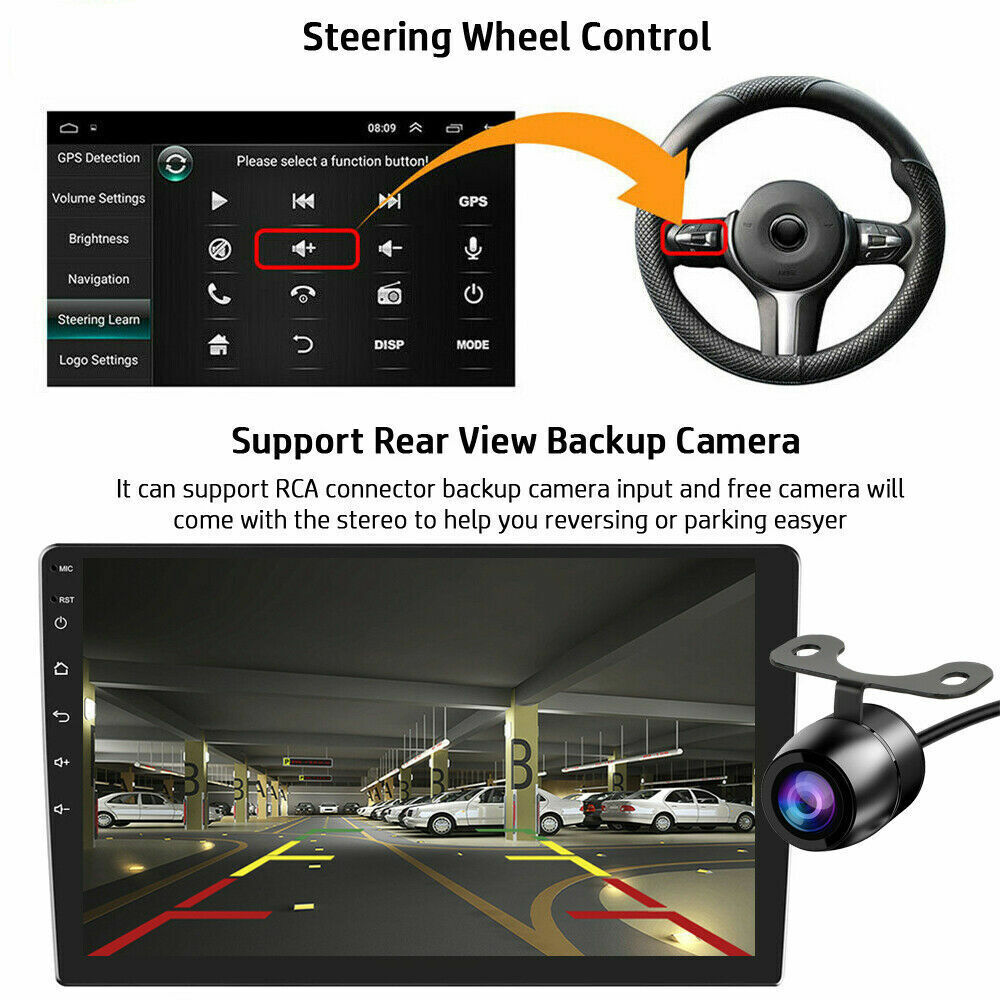 10.1″ Android 2Din Car Stereo Touch Screen Car Radio with WiFi GPS Navigation FM
