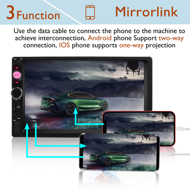 2 DIN 7″ HD Car Stereo FM Radio MP5 Player Bluetooth Touch Screen + Rear Camera