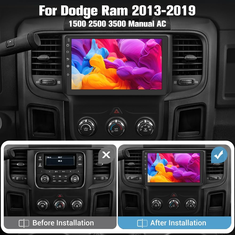 2GB+64GB Car Radio for Dodge Ram 1500 2500 3500 2013-2019,Wireless Wire CarPl…