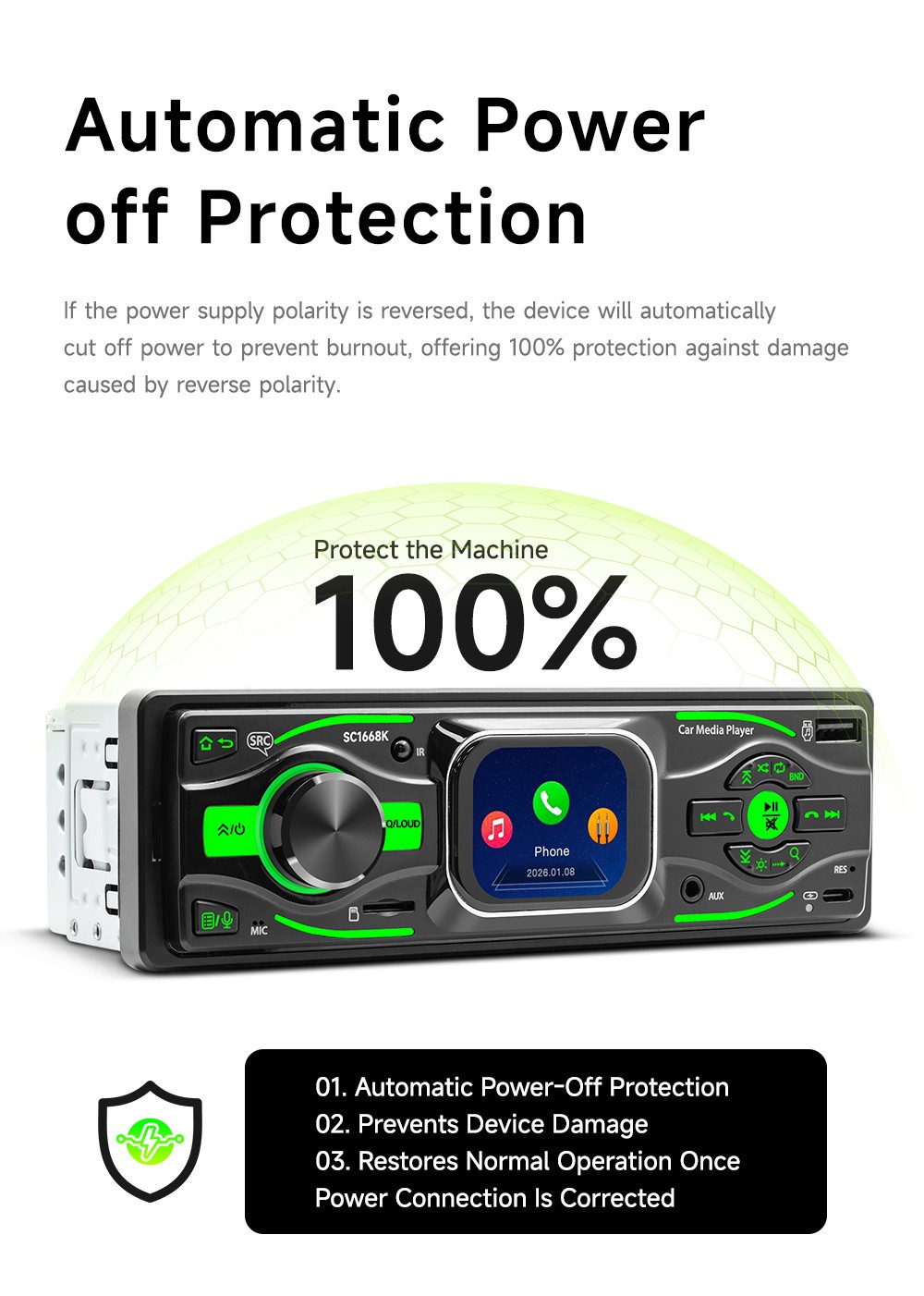 Car MP3 Player Single Din Head Unit FM RCA USB SD AUX HD Screen W/Remote Control