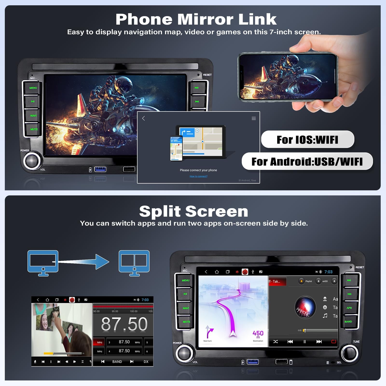 Unitopsci 2G32G Wireless Carplay Car Radio For Vw Volkswagen Passat Seat Golf