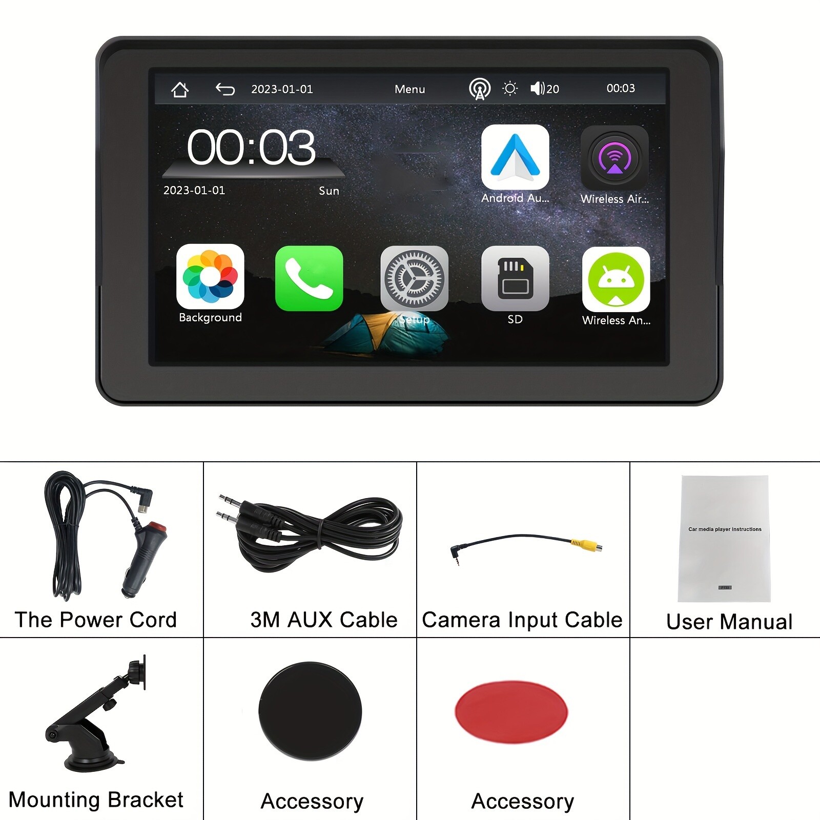 7″ Universal Touch Screen Car Radio Apple CarPlay Android Auto Portable Stereo