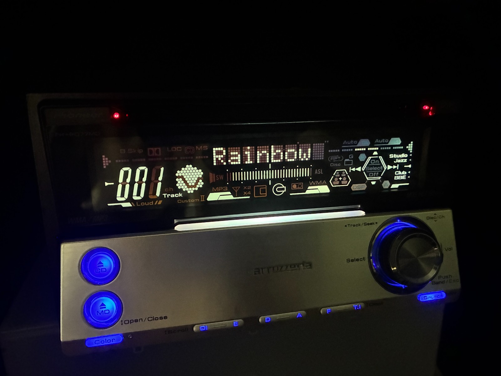 Pioneer Carrozzeria FH-P077MD Car Audio 2DIN CD MD IP-BUS Working Tested JDM
