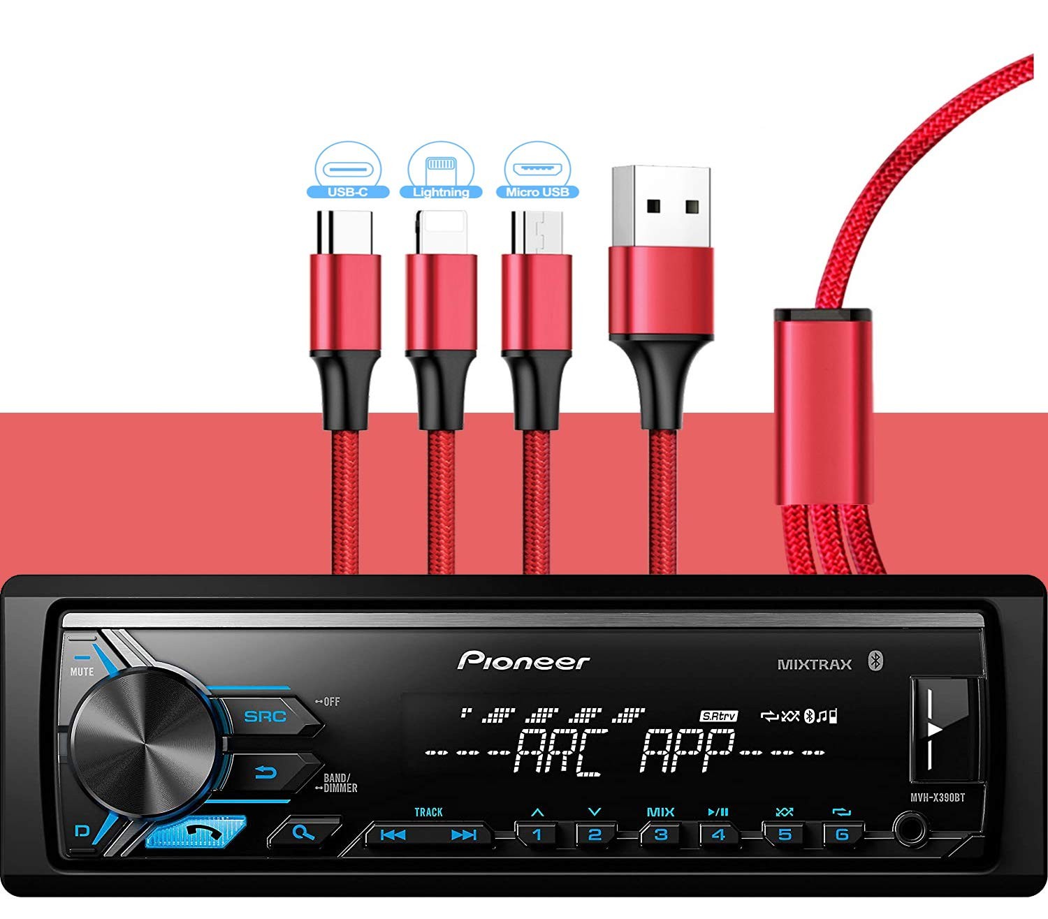 MVH-X390BT Digital Media Receiver with ARC app, MIXTRAX, Built-in Bluetooth a…
