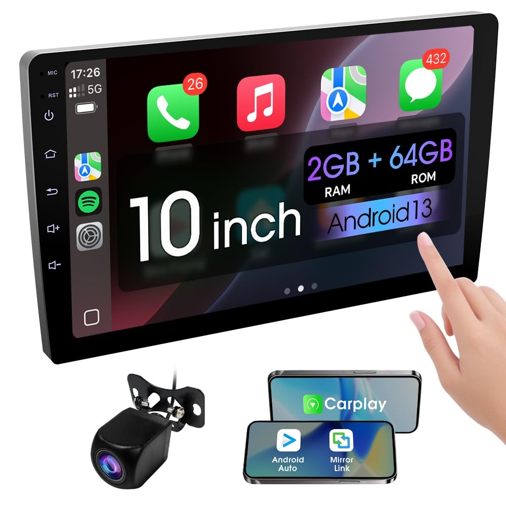 Haudio 10.1 Inch Double din car Screen,with wireles CarPlay and Android…