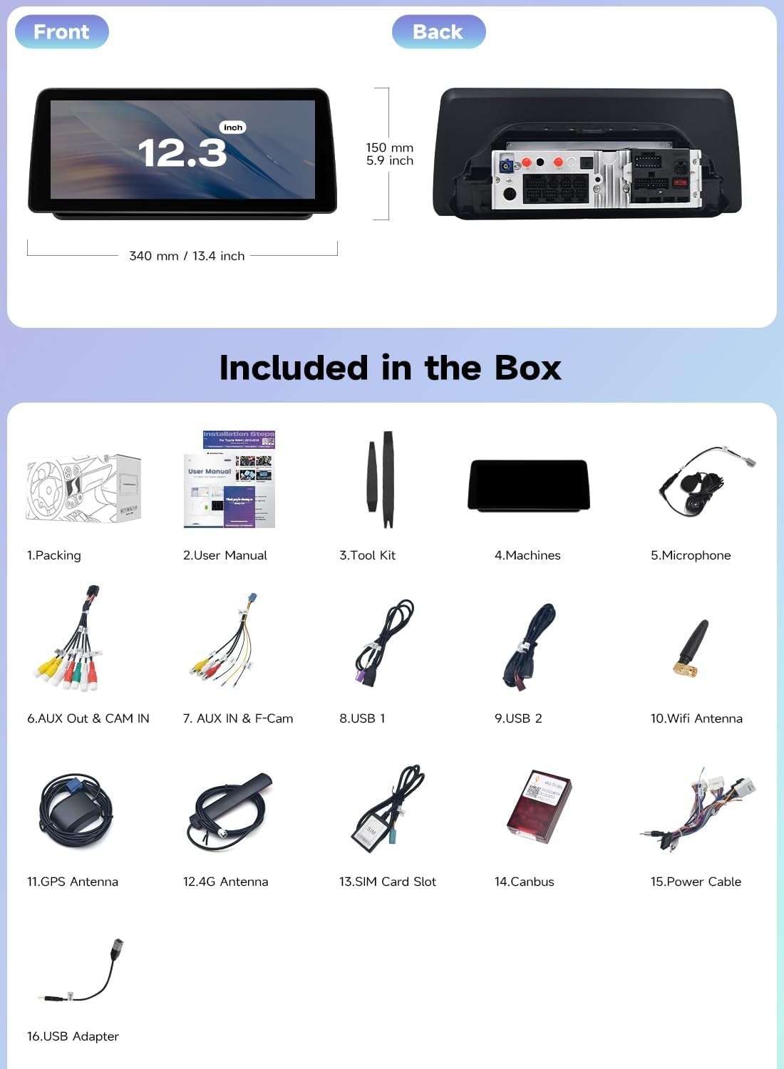 Roadanvi Android 14 6+128G 12.3″ Car Stereo for Toyota RAV4 2019-2022 X14 Series