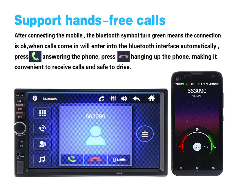 7″ Touch Screen FM Bluetooth Radio Audio Stereo 2 Din Car MP5 Video Player Camer
