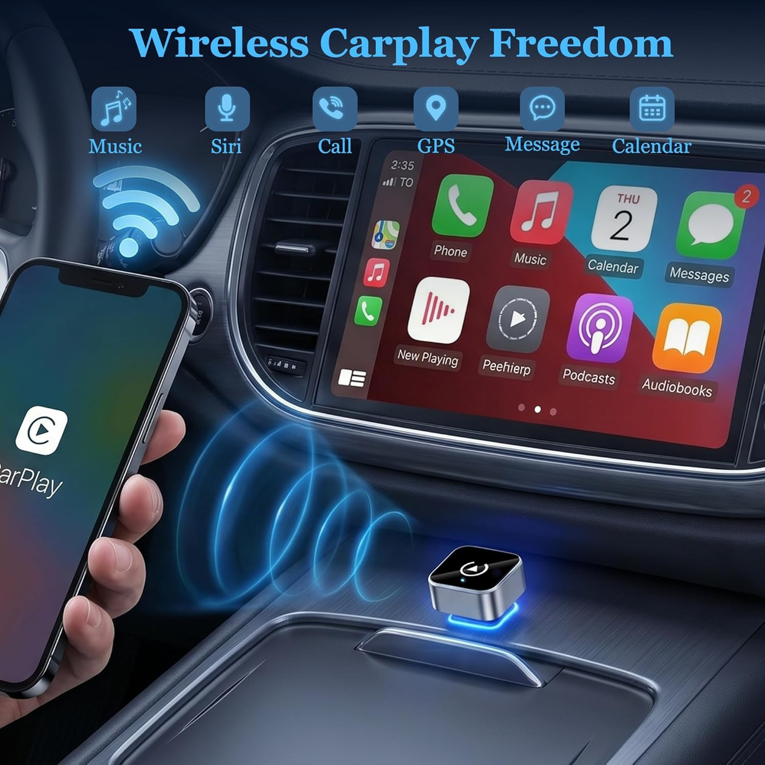 2026 Upgraded Wireless CarPlay & Android Auto Adapter, Fast Connection, Universa