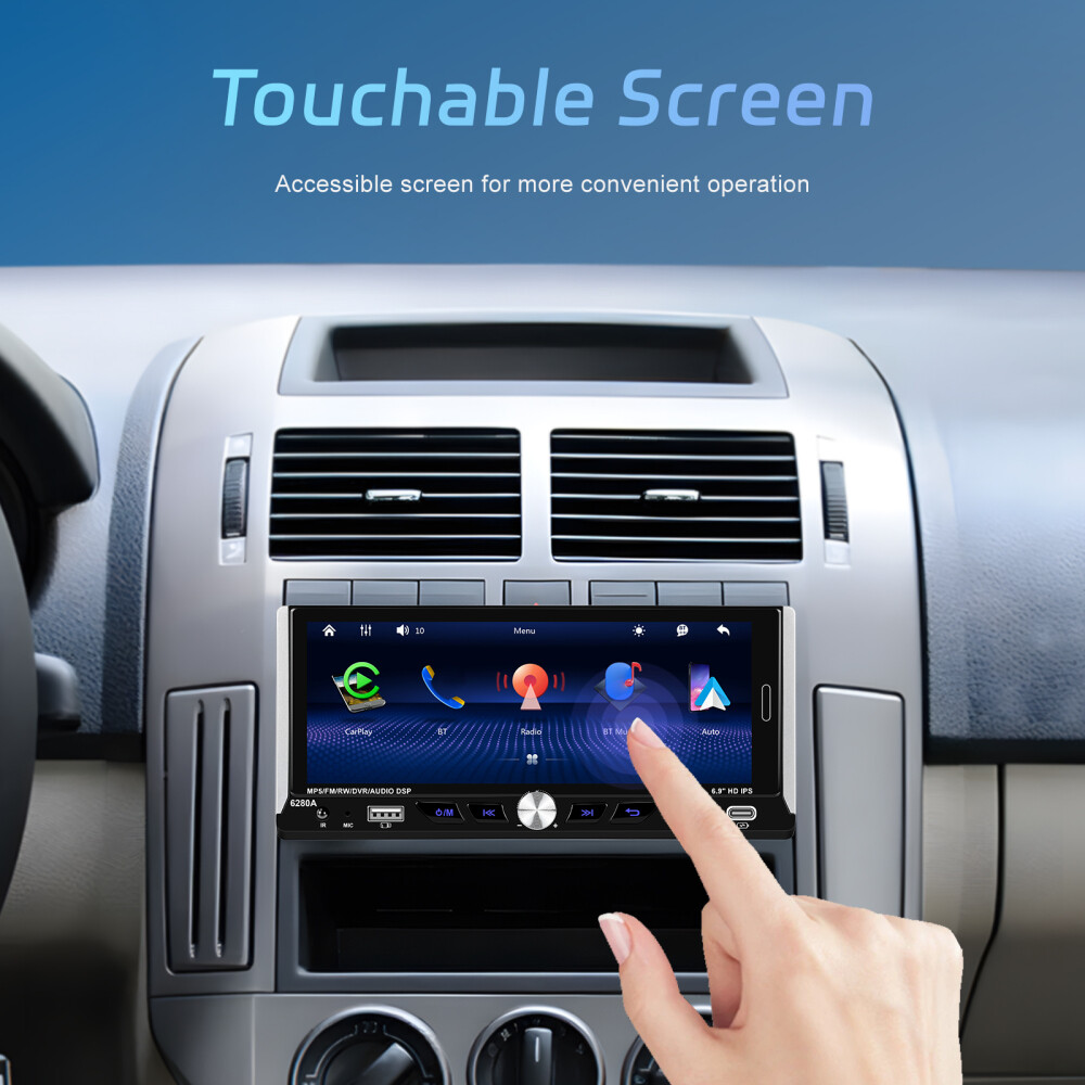 2+64GB 6.9″ Single 1 Din Android 15 Carplay BT GPS Touch Screen Car Stereo Radio