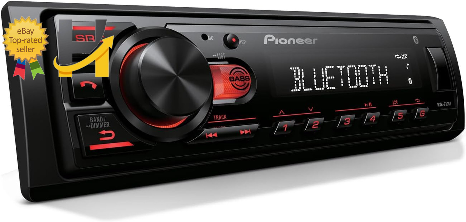 Pioneer MVH-S110BT 1-Din Digital Media Receiver Car Stereo – Bluetooth, Black