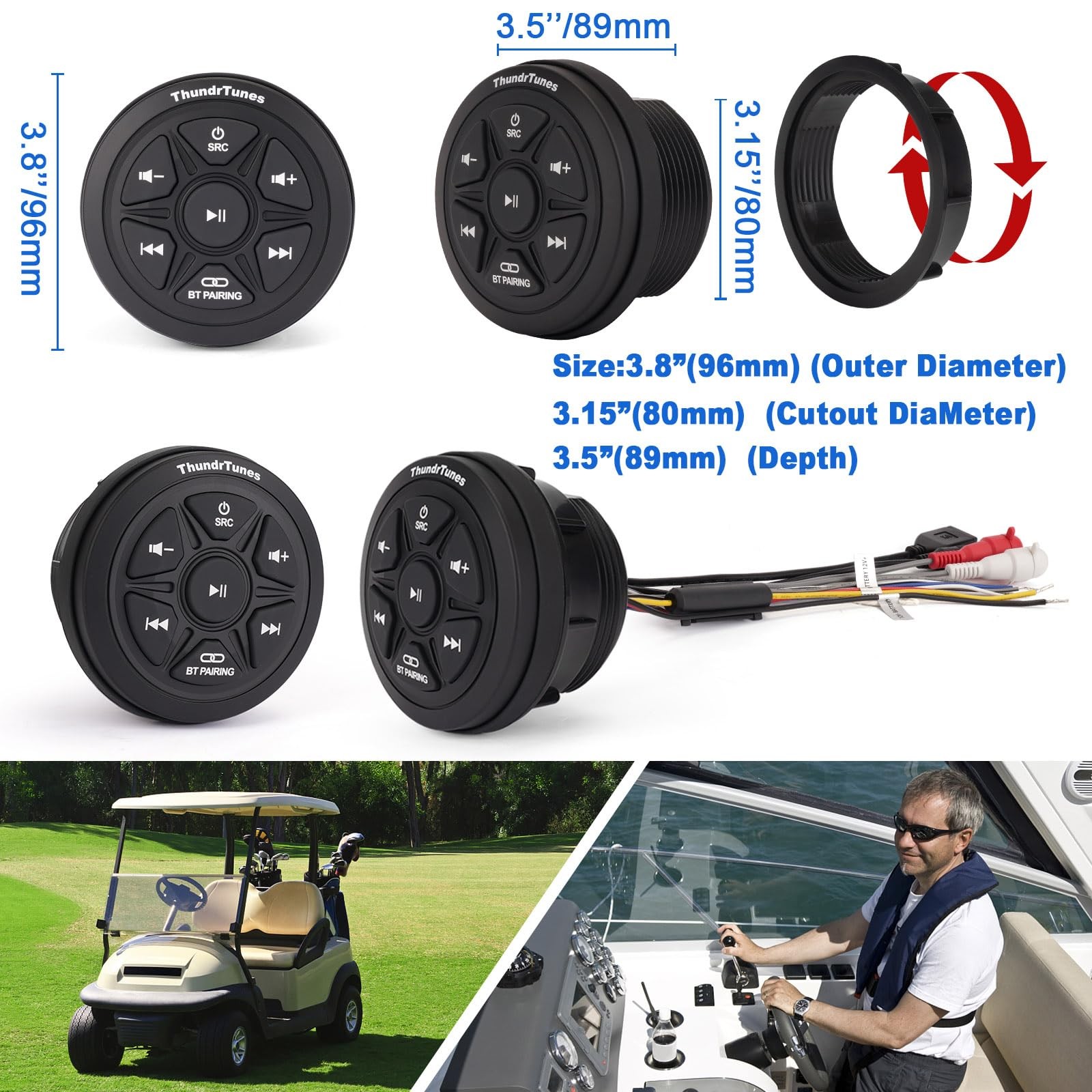Waterproof Boat Stereo Marine Audio with 2 Channels Class D Amplifier AUX USB…