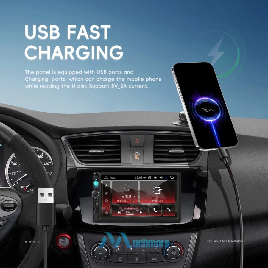 Double 2 Din Car Stereo Radio IOS/Android MP5 Player BT 7″ Touch Screen + Camera