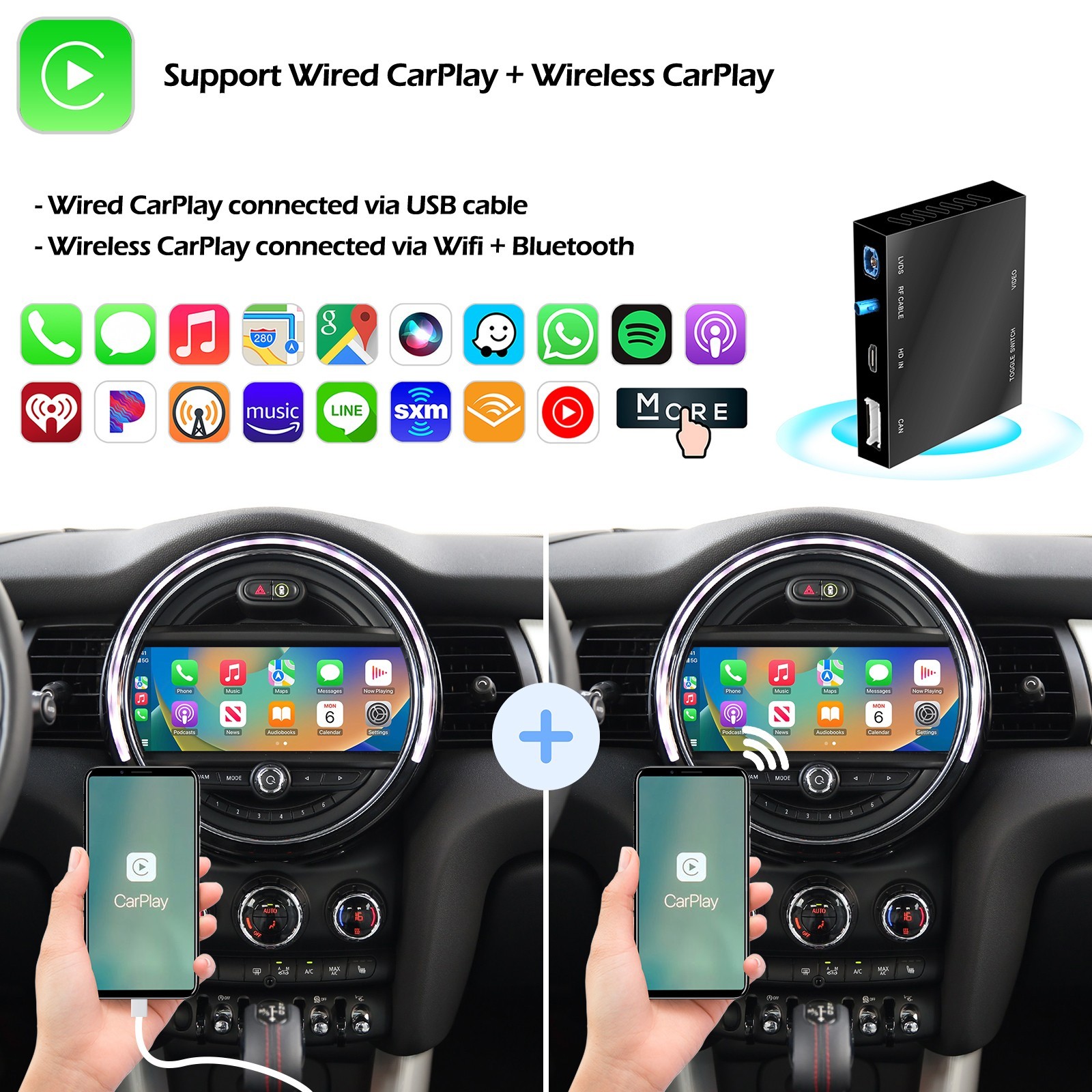 For MINI Cooper JCW CIC NBT Wireless CarPlay Android Auto Retrofit Kit 2010-2017
