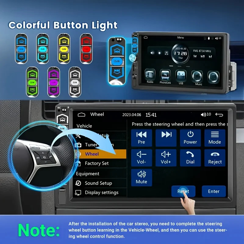 7″ Double 2 Din Car MP5 Player Bluetooth Touch Screen Stereo Radio Audio Mrrior*