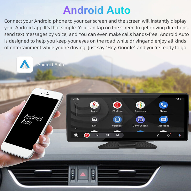 10.26″ Portable Car Stereo Touch Screen GPS USB CarPlay Android Auto Bluetooth